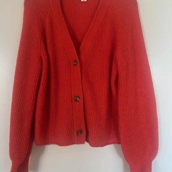 Velvet by Graham & Spencer Mia Wool-Blend Cardigan in Coral - Size XS - Picture 5 of 9